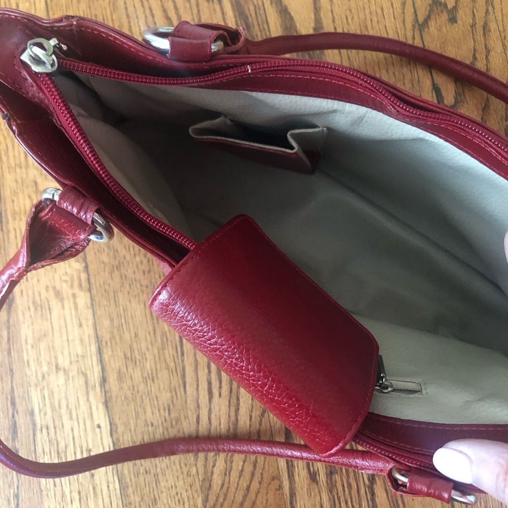 Ruby Red Leather Shoulder Purse - image 3